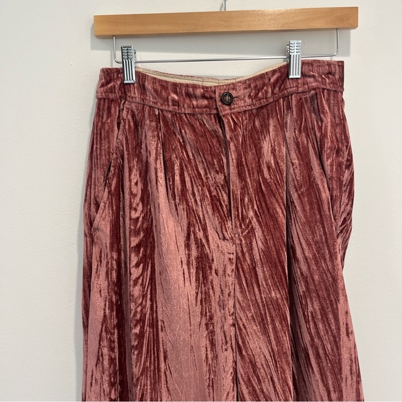 FREE PEOPLE Velvet Wide-Leg Bohemian Pants in Mauve | Women’s 6 - Picture 5 of 13
